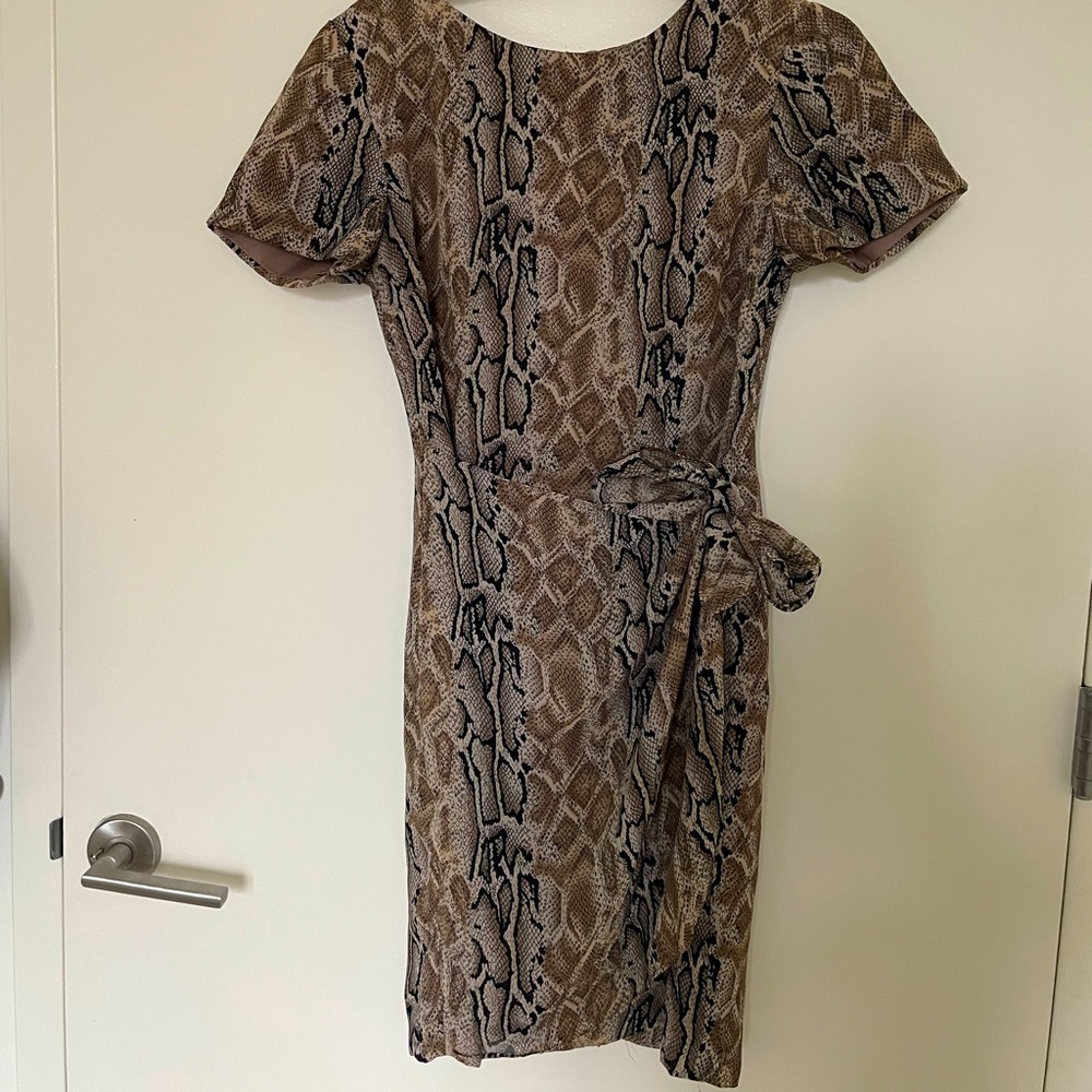 John Roberts Petites Snakeskin Faux Wrap Dress 8